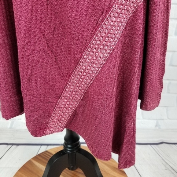 Indigo Thread women's long sleeve cold shoulder plus size 1x waffle knit top b26 - Picture 6 of 11